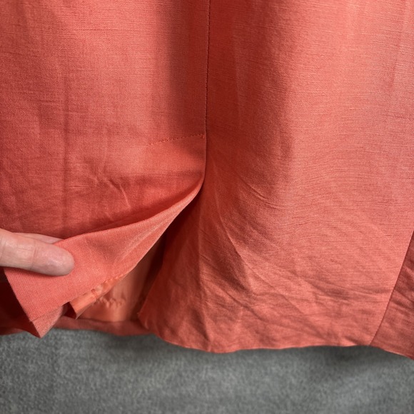 Laura Scott Linen/Rayon Shift Sheath Dress 16 P Coral Salmon Knee Office Preppy - Picture 6 of 13